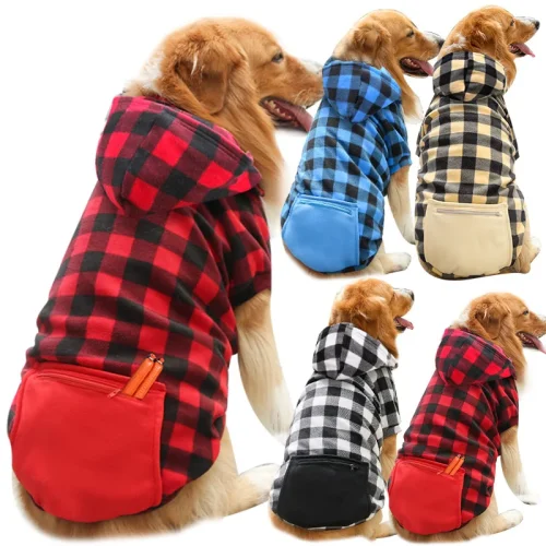 Dog Winter Coat  Pet Jacket Plaid Reversible